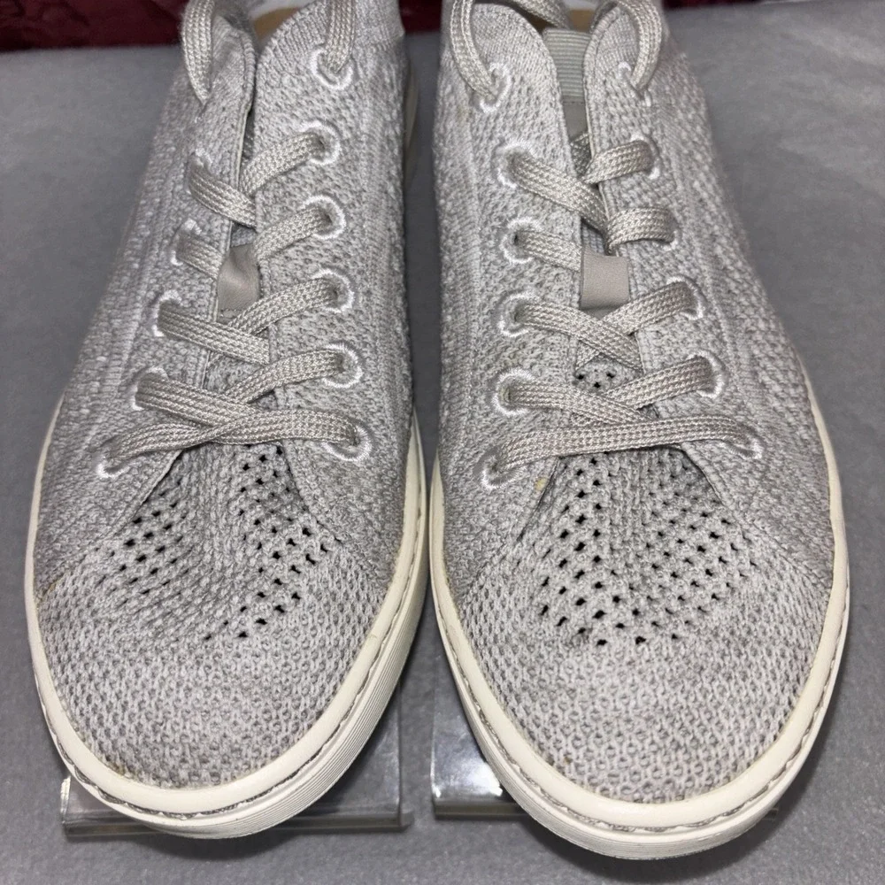 Sofft Somers Grey Knit Sock Leather Comfort Lace Up Sneakers Women's Size 7M EUC